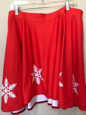 Red Holiday Snowflake A-Line Skirt